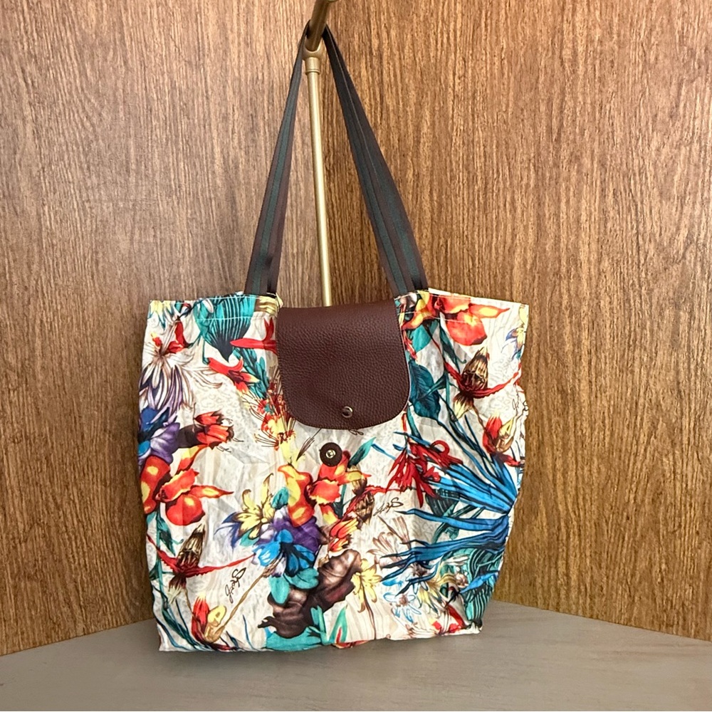 Sharif Foldable Nylon Floral Tote Bag Packable Travel Carryall Beach Errand Bag